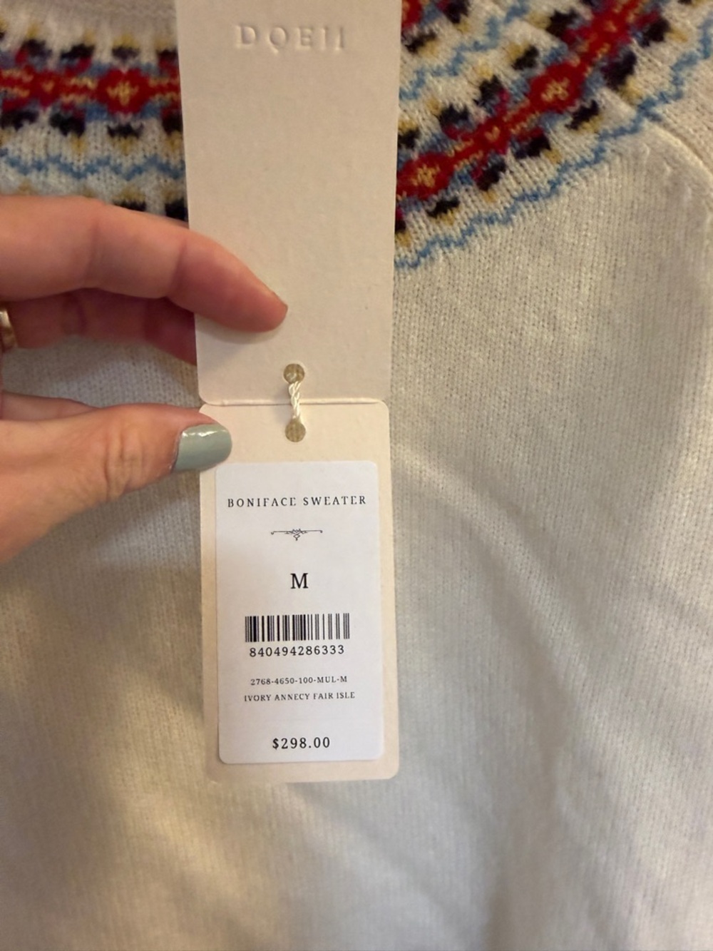 BONIFACE SWEATER -- IVORY ANNECY FAIR ISLE - Picture 3 of 3